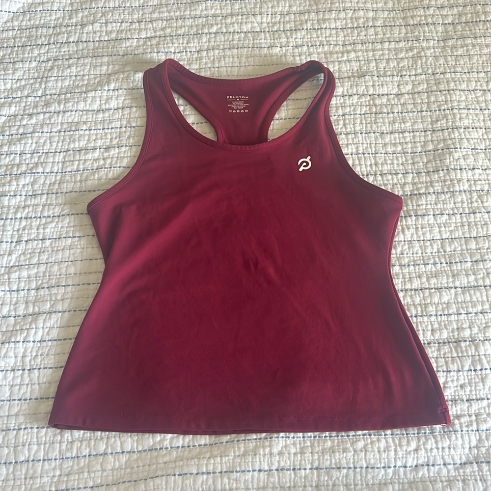 Pre-loved Peloton racerback tank. Size Medium - Dark Red